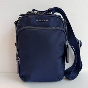 TUMI Voyageur Navy (Gunmetal Hardware) RUMA Crossbody Nylon w/ leather trim Bag